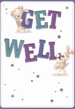With a delightful sense of optimism, this get well card captures the caring heart of Earlsfield through its joyful composition and expressive details. Two charming figures-a fluffy bear perched cheerfully atop the vibrant 'GET', and a lovable puppy nestled into the bold 'WELL'-appear both playful and nurturing, their presence as reassuring as a friendly visit from a neighbour on Replingham Road. Indigo and teal letters leap from the cream-white canvas, lifted by twinkling stars in blues and purples that create a whimsical canopy of good wishes. The fur of each animal seems so textural and real, it invites an imagined embrace, much like the warmth bundled into every bouquet designed in Earlsfield's family-run flower shops. Beyond words, this card emanates a gentle, hopeful energy, offering the same comfort as a hand-delivered arrangement brought to a friend's doorstep during recovery.